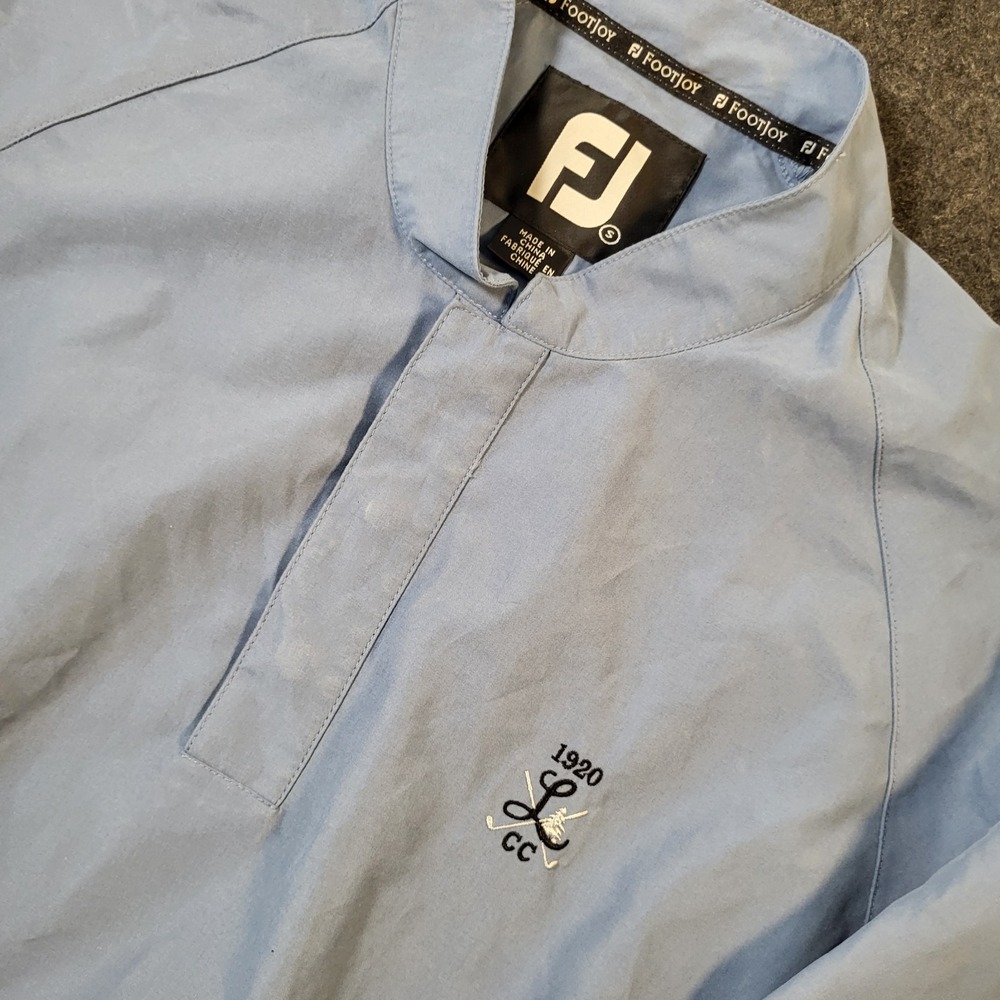 FootJoy Jacket Windbreaker Pullover Mid Sleeve Blue Men's Small Logo Light Blue
